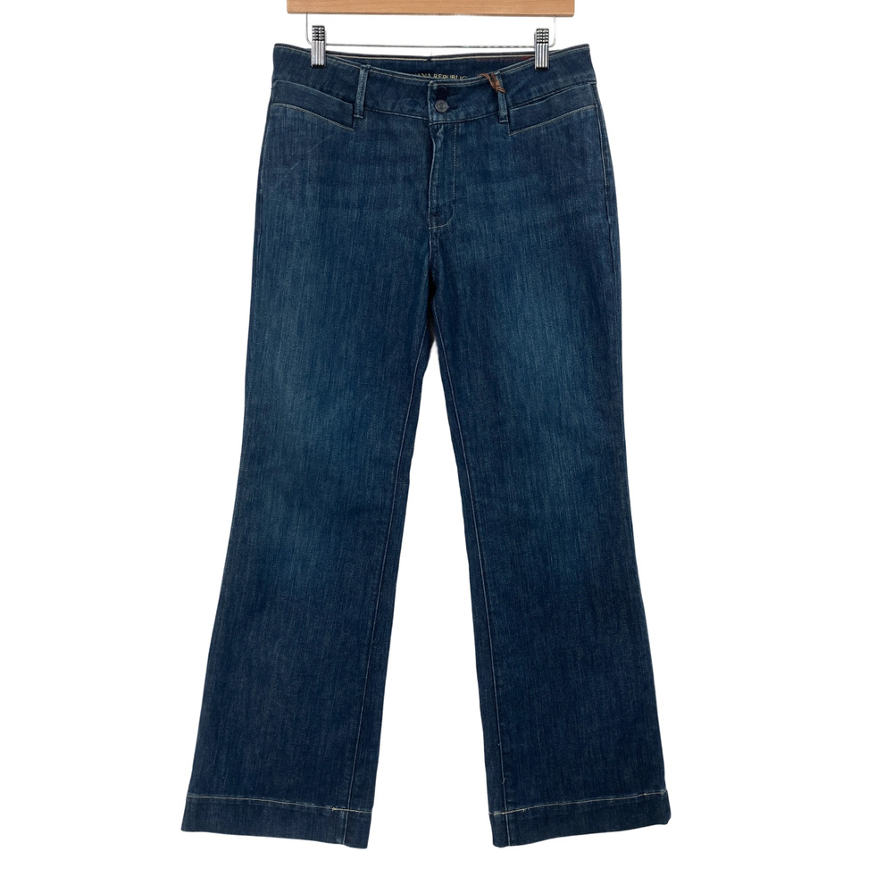 Banana Republic Classic Wide Leg Jeans Petite 12P Dark Wash Stretch Denim